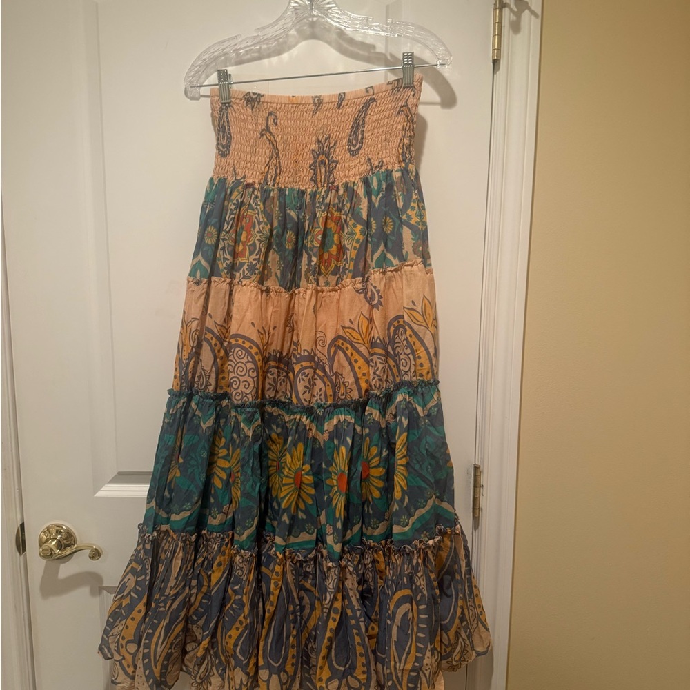 Free People Super Thrills Print Tiered Maxi Skirt